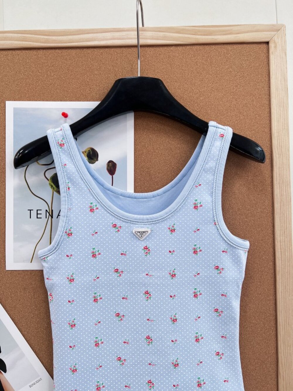 Prada Ditsy Floral Light Blue Tank Top - Picture 8 of 11